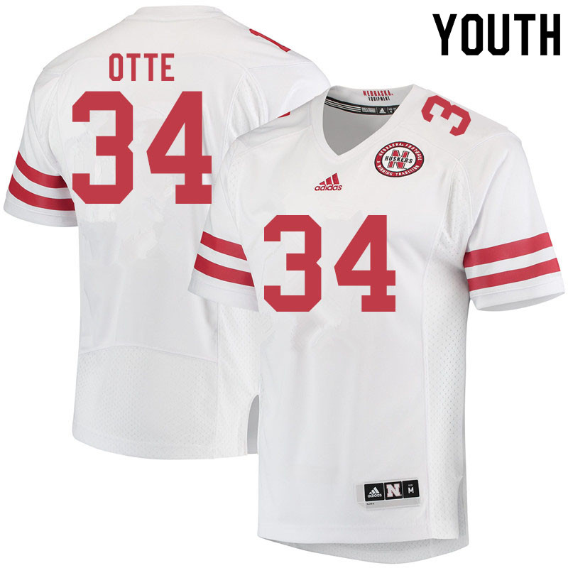 Youth #34 Simon Otte Nebraska Cornhuskers College Football Jerseys Sale-White